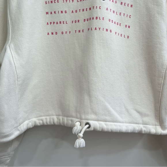 Champion reverse weave cream pink cropped drawstring hoodie medium - Picture 4 of 8